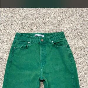 Zara High-Rise Emerald Green Jeans